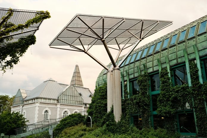 Innovative green architecture showcasing modern sustainable building design